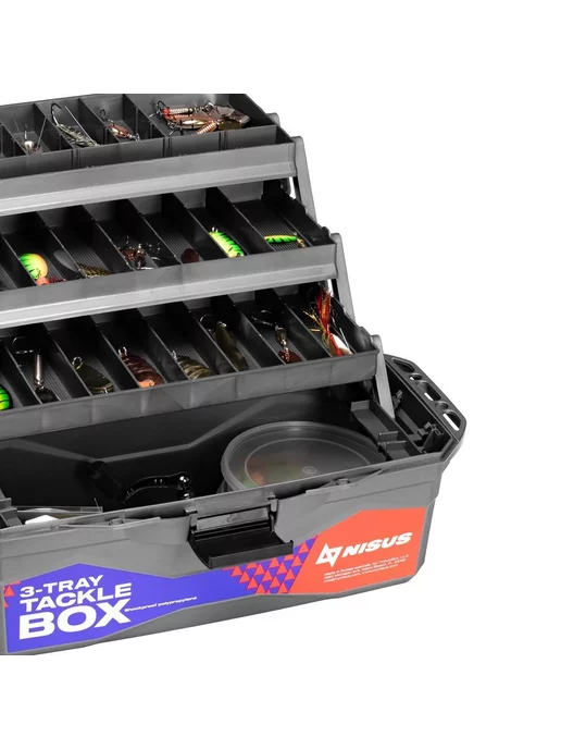 Nisus Ящик для снастей Tackle Box трехполочный бирюзовый, голубой, фото 6
