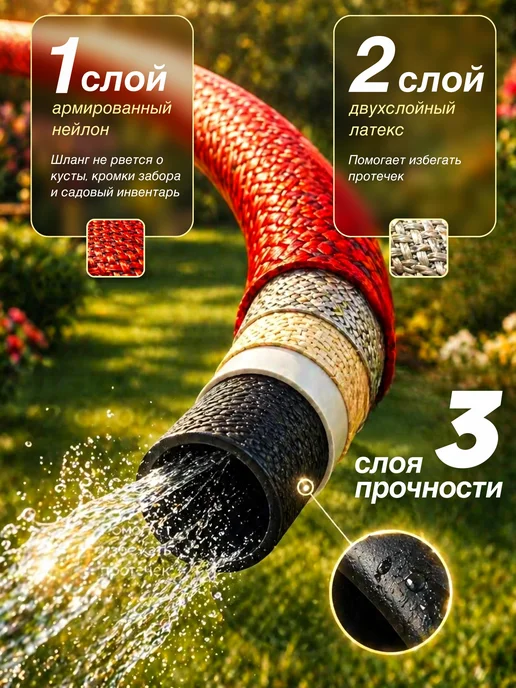 Gringo Shop Шланг поливочный садовый растягивающийся 100 метров, вариант, фото 4
