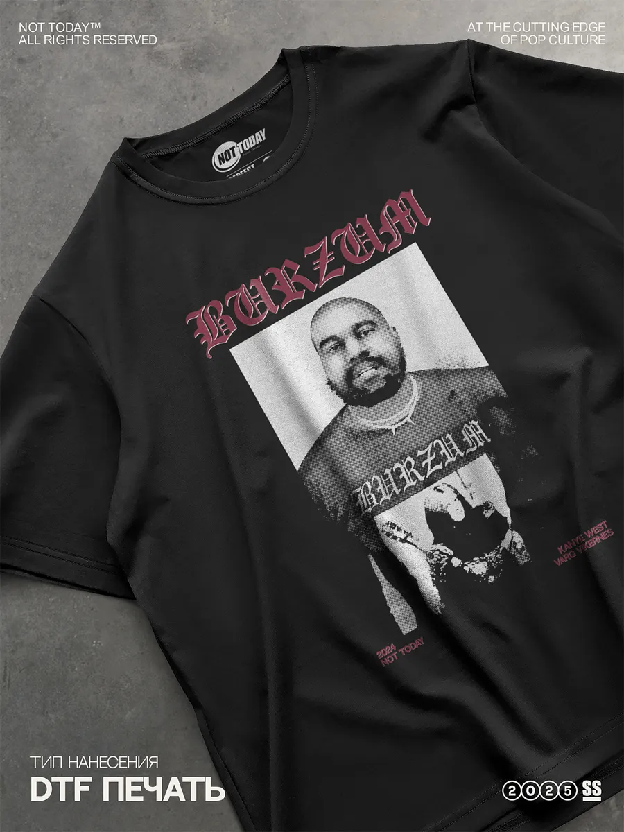 Футболка оверсайз Burzum черная NOT TODAY 223880588 купить за 1380