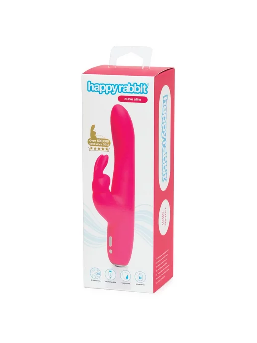 Happy rabbit Вибратор Rabbit Slimline Curve Rechargeable (24, Ø 3.4 см), розовый, фото 2