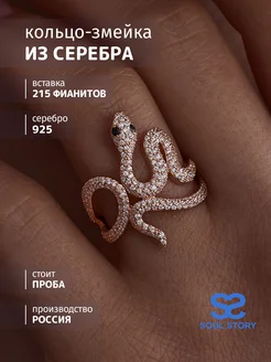 Кольцо серебро змейка SOUL STORY 224005349 купить за 2 896 ₽ в интернет-магазине Wildberries