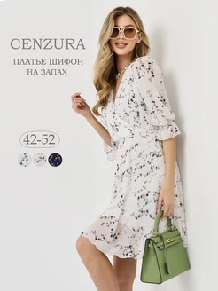 Летнее платье на запах из шифона cenzura 224024262 купить за 1 628 ₽ в интернет-магазине Wildberries