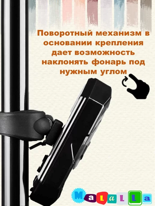 Malalla Габаритный вело фонарь с поворотными огнями и пульт на руль, черный, фото 7