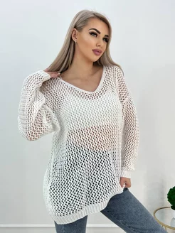 Свитер оверсайз вязаный кофта паутинка MAY BOUTIQUE 224077624 купить за 1 112 ₽ в интернет-магазине Wildberries