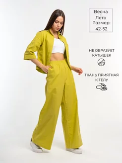 Костюм с брюками и рубашкой льняной на резинке летний SEN wear 224132480 купить за 1 594 ₽ в интернет-магазине Wildberries