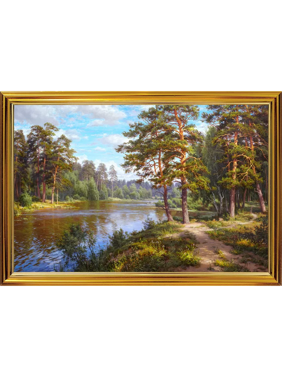 Картина, "Озеро в лесу", 30х20 см., Арт. БС22-30х20