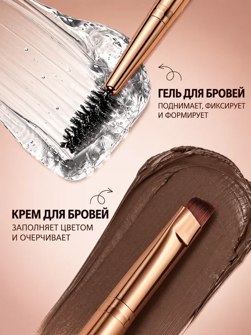 O.TWO.O Гель + тени для бровей 2 В 1 №01, коричневый, фото 2