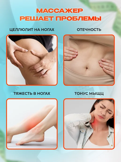 Extra-Shop Массажер для ног, живота и тела антицеллюлитный роликовый, белый, фото 2