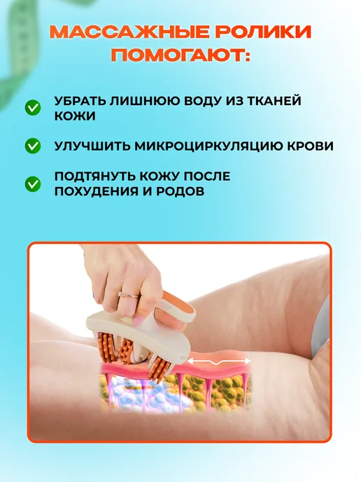 Extra-Shop Массажер для ног, живота и тела антицеллюлитный роликовый, белый, фото 5