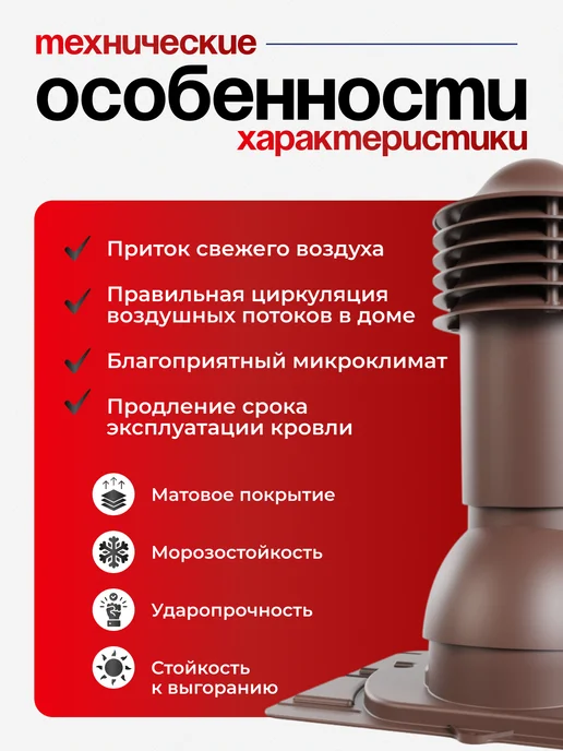 viotto Труба вентиляционная утепленная d 110 мм универсальная, коричневый, фото 2