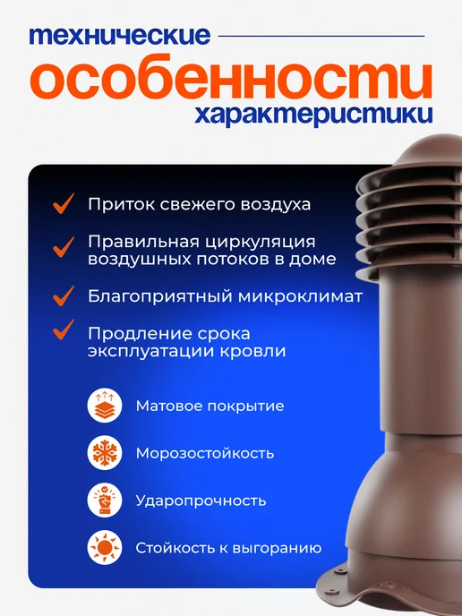 viotto Труба вентиляционная утепленная d 110 для черепицы Монтеррей, вариант, фото 2