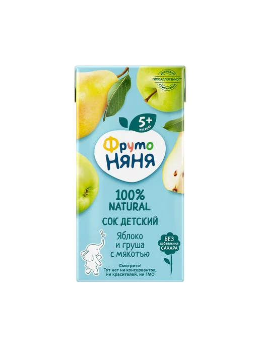ФрутоНяня Сок из яблок и груш с 5 месяцев 0,2 л 5 шт, 200 мл, 5 шт, фото 4