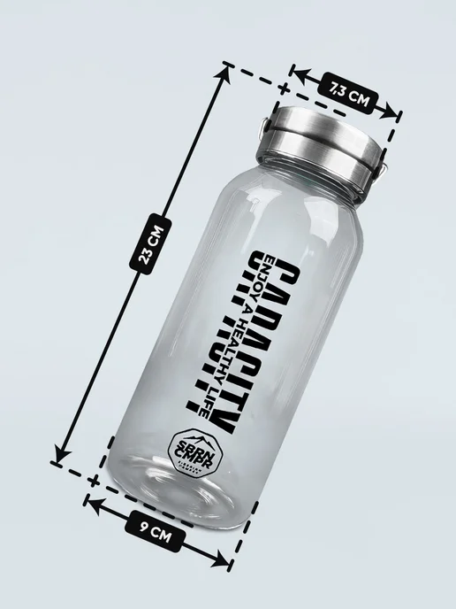 SIBERIAN CAMPER Бутылка стеклянная 1 литр с чехлом для воды, синий, фото 3