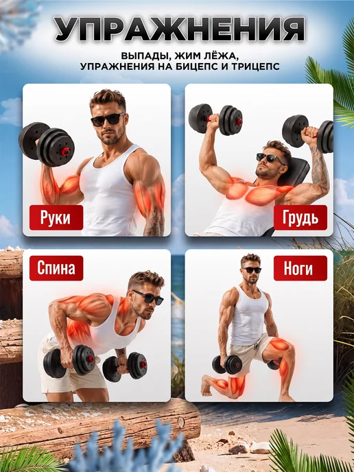 BDGPRO Гантели разборные 2шт 2кг 4кг 5кг 6кг 8кг 10кг штанга, 2 шт, 5 кг, фото 7