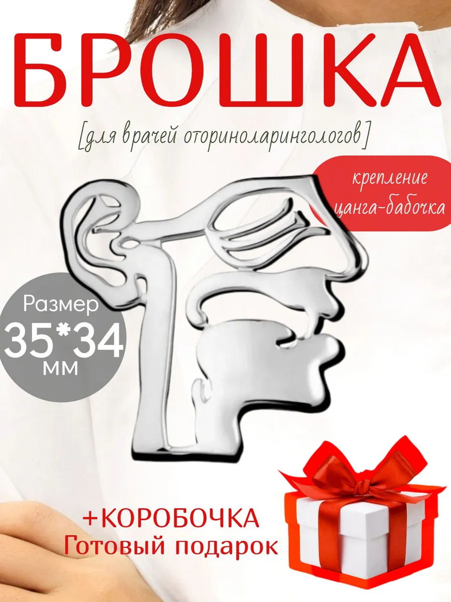 Брошь Медицинская Ухо горло нос Подарок ЛОР-врачу