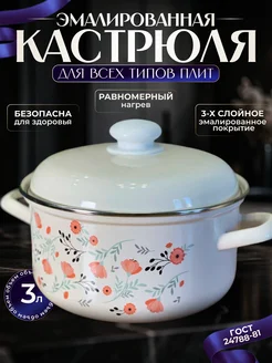 Кастрюля эмалированная 3 л с крышкой для плиты Лысьвенские эмали 224445151 купить за 1 389 ₽ в интернет-магазине Wildberries