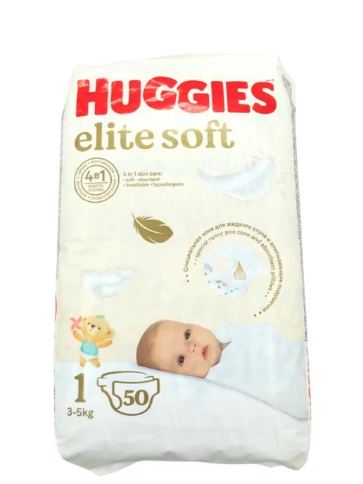 HUGGIES Подгузники для новорожденных Elite Soft 1 р 3-5 кг 50шт