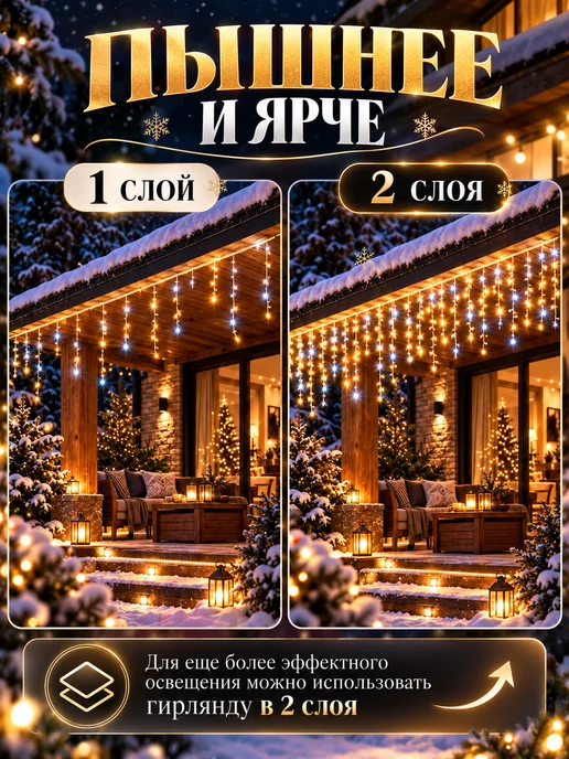 Lights4life Гирлянда уличная бахрома на дом 75 метров, 12 м, фото 7
