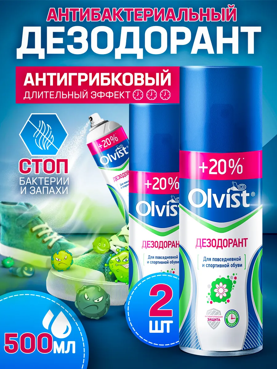 Дезодорант спрей для обуви от запаха, 250 мл. 2 шт.