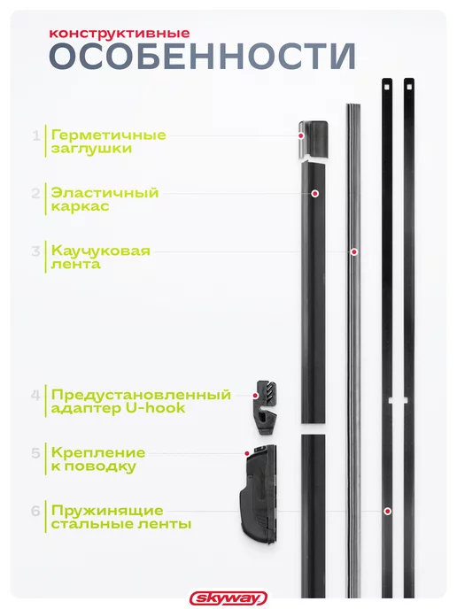 SKYWAY Щетки стеклоочистителя 500 500 мм бескарк Стандарт в пакете, вариант, фото 7