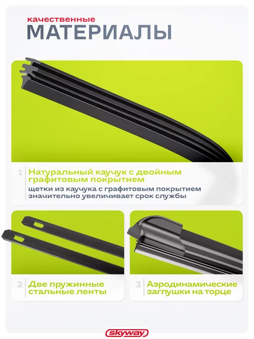 SKYWAY Щетки стеклоочистителя 650 350 мм бескарк Стандарт в пакете, 350, фото 5