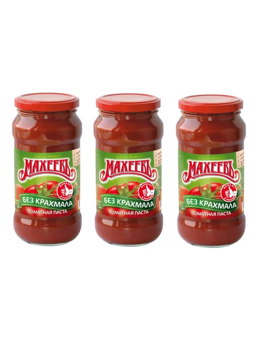 МахеевЪ Томатная паста "Домашняя" 180 г, 3 шт, 500 г, 3 шт