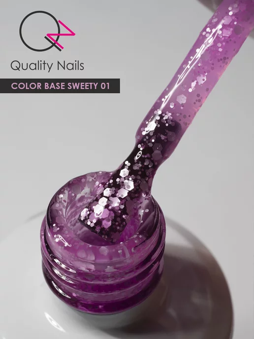 Quality Nails База каучуковая для ногтей с блестками 15 мл, 15 мл, фото 2