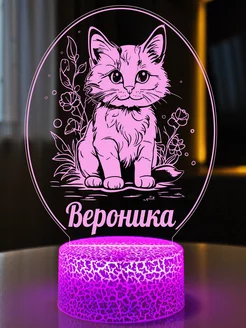 Подарок женщине ребенку ночник кот котик Вероника