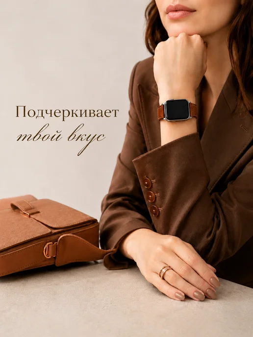 Limit Store Ремешок для Apple Watch 42 44 45 серия 4 5 6 7 8 9 10 11 SE, коричневый, фото 3