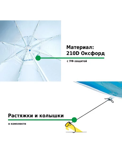 Green Glade Зонт тент для отдыха на природе от солнца пляжный большой, зеленый, фото 3