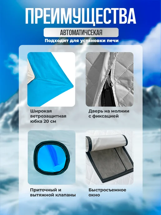 Altmart Зимняя утепленная палатка куб 1803 1.8х 1.8 х2.0 м, вариант, фото 8