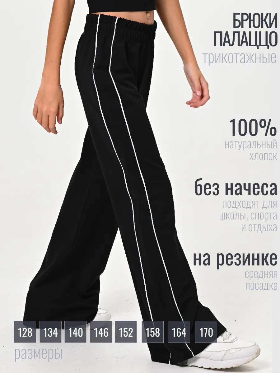Брюки палаццо черные на...