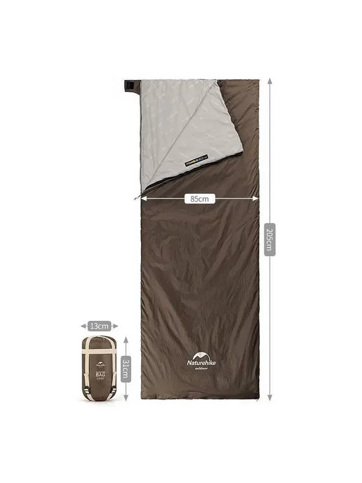 Naturehike Спальный мешок NH21MSD09 LW180 XL серо-коричневый, коричневый, фото 3