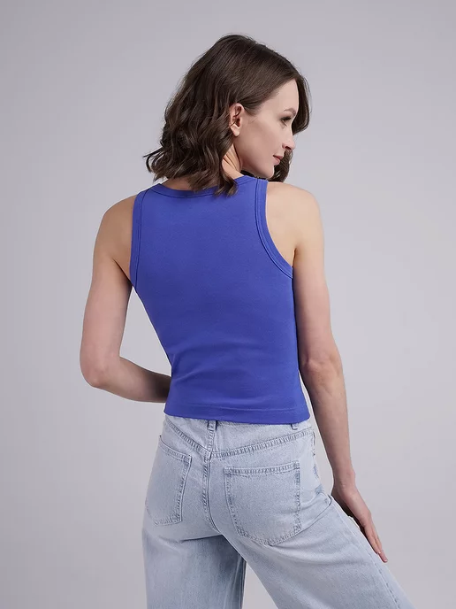 CLEVER WEAR Майка летняя под пиджак трикотажная, синий, фото 3