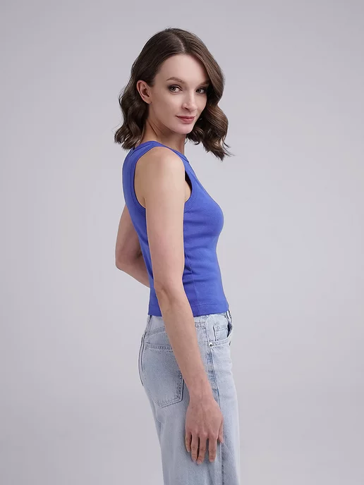 CLEVER WEAR Майка летняя под пиджак трикотажная, синий, фото 4