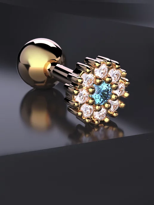 KATRIN JEWELRY Пирсинг хеликс серебро 925 позолоченный, серебристый, фото 3