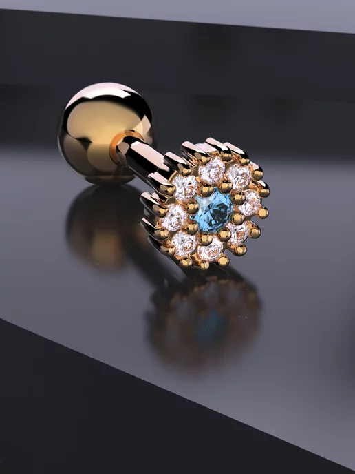 KATRIN JEWELRY Пирсинг хеликс серебро 925 позолоченный, серебристый, фото 7