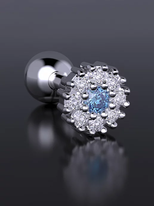 KATRIN JEWELRY Пирсинг в ухо хеликс серебро 925 с камнем, серебристый, фото 5