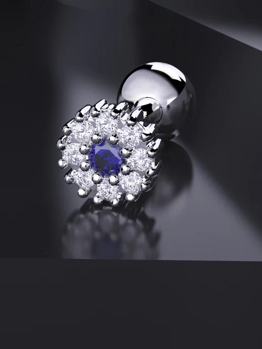 KATRIN JEWELRY Пирсинг в ухо серебро 925 серьга хеликс с камнями, серебристый, фото 3