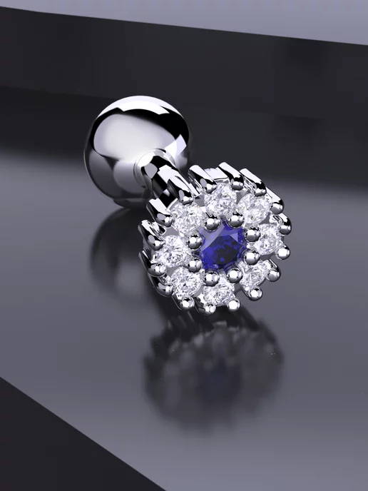 KATRIN JEWELRY Пирсинг в ухо серебро 925 серьга хеликс с камнями, серебристый, фото 4
