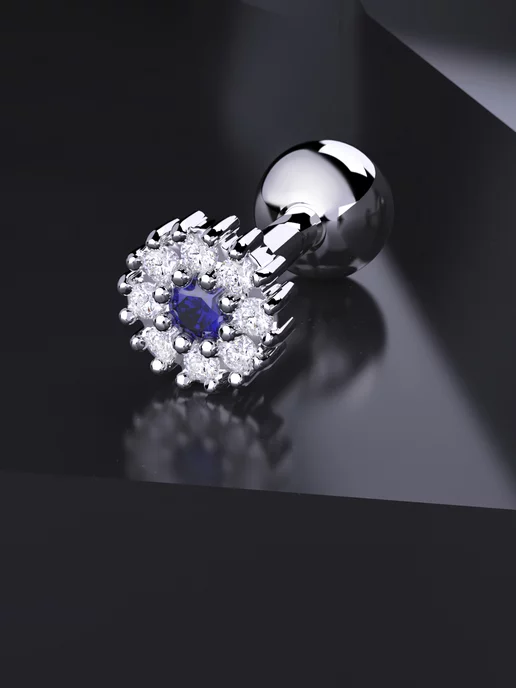 KATRIN JEWELRY Пирсинг в ухо серебро 925 серьга хеликс с камнями, серебристый, фото 6