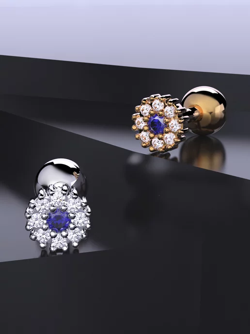 KATRIN JEWELRY Пирсинг в ухо серебро 925 серьга хеликс с камнями, серебристый, фото 8