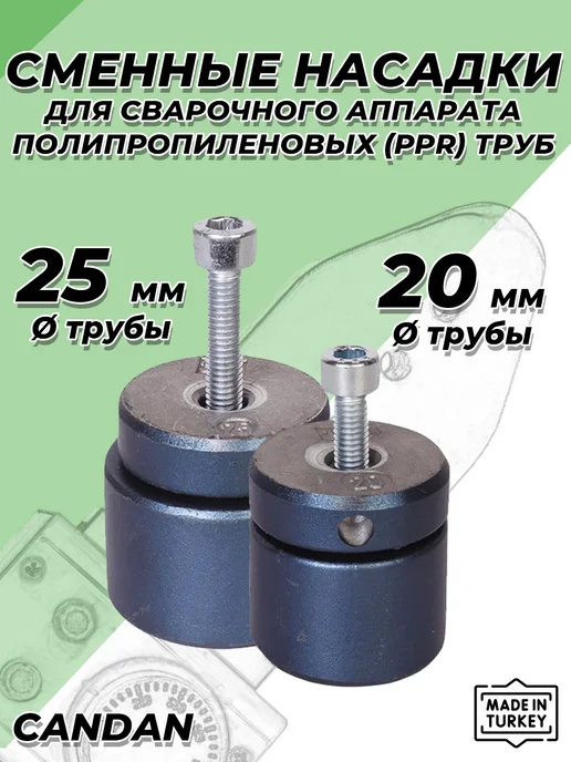 Candan Комплект насадок для паяльника - 20 и 25 мм для PPR, синий