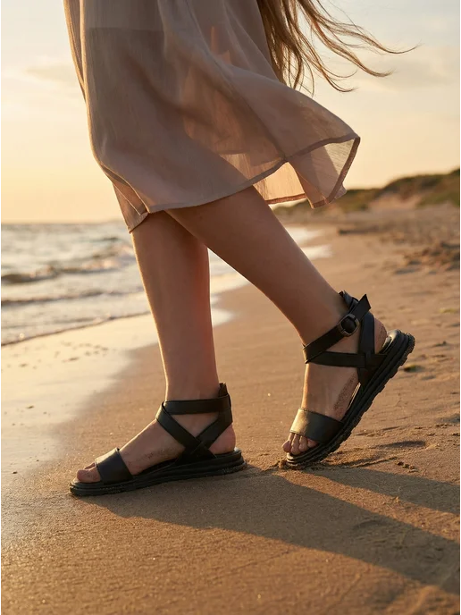 ABI-SHOES Греческие босоножки из натуральной кожи, черный