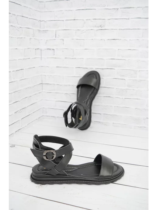 ABI-SHOES Греческие босоножки из натуральной кожи, черный, фото 3