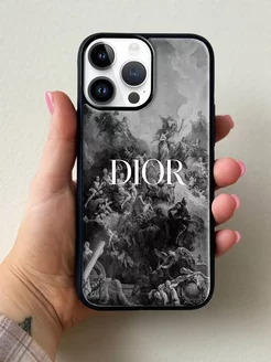 Чехол на iPhone 14 Pro Max с принтом Dior цвет серый