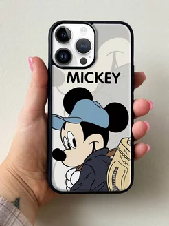 Чехол на iPhone 15 Pro Max с принтом Mickey Mouse цвет серый