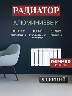 Алюминиевый радиатор отопления 8 секций Profi 350