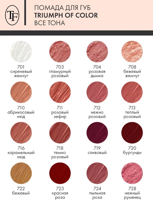 TF COSMETICS Помада для губ глянцевая TRIUMPH of Color тон 722, тон 722, бежевый, фото 2
