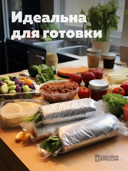 Богатый мир упаковки Пленка пищевая для продуктов в рулоне стрейч 800г, 800 г, фото 4
